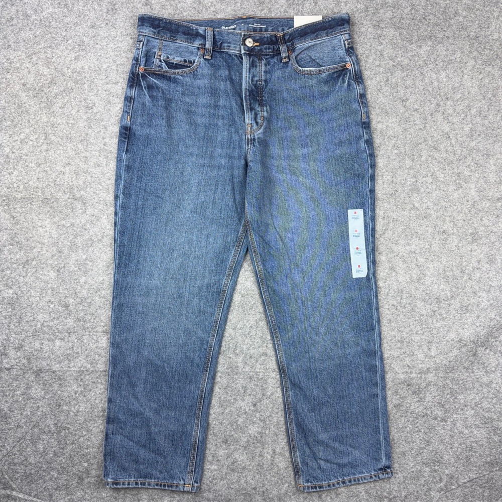 Old Navy Jeans Womens 8 Blue High Rise Slouchy Straight Denim Button Fly NEW